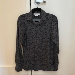 Zara Men's Shirt with Black and White Geometric Design